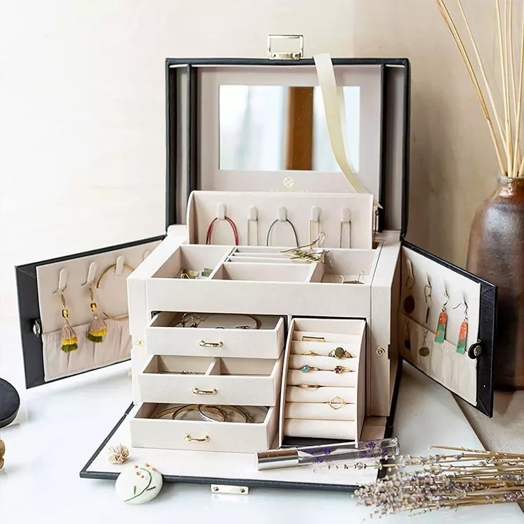 Faux Leather Full Color Printed Boxes Custom For Women Girl Jewelry