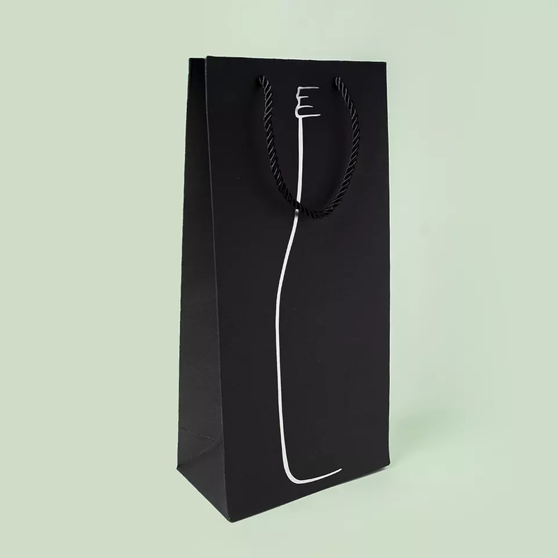 Recycled Kraft Black Paper Carrier Bags Customized Patone Color
